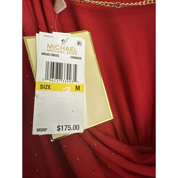 Michael Kors Women's Studded Long-Sleeve Bodycon Dress Crimson Red Size M - Picture 13 of 16